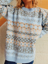 Load image into Gallery viewer, Geometric Round Neck Dropped Shoulder Sweater