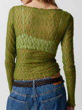 Load image into Gallery viewer, Lace Boat Neck Long Sleeve Blouse