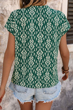 Load image into Gallery viewer, Printed Notched Short Sleeve Blouse