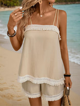 Load image into Gallery viewer, Fringe Square Neck Cami and Shorts Set