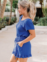 Load image into Gallery viewer, Ruffled Boat Neck Short Sleeve Romper