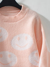 Load image into Gallery viewer, Smile Pattern Round Neck Long Sleeve Sweater