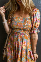 Load image into Gallery viewer, Smocked Printed Short Sleeve Dress