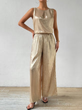 Load image into Gallery viewer, Round Neck Sleeveless Top and Pants Set