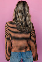 Load image into Gallery viewer, Striped Half Button Long Sleeve Blouse