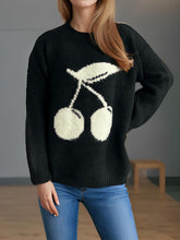 Load image into Gallery viewer, Cherry Round Neck Long Sleeve Sweater