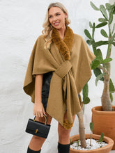 Load image into Gallery viewer, Fuzzy Trim Open Front Poncho