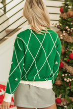 Load image into Gallery viewer, Diamond Pattern Contrast Trim Mock Neck Sweater