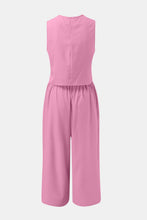 Load image into Gallery viewer, Round Neck Top and Wide Leg Pants Set
