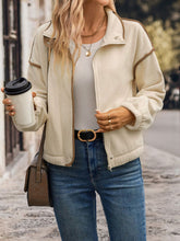 Load image into Gallery viewer, Perfee Zip Up Dropped Shoulder Polar Fleece Jacket