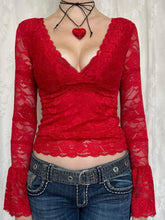 Load image into Gallery viewer, Lace Surplice Long Sleeve Blouse