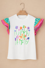 Load image into Gallery viewer, Ruffled Round Neck Cap Sleeve Top