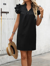 Load image into Gallery viewer, Ruffled Notched Cap Sleeve Mini Dress