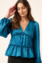 Load image into Gallery viewer, Mittoshop Satin V Neck Ruffled Tier Blouse
