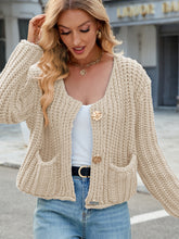 Load image into Gallery viewer, Round Neck Button Up Cardigan with Pockets