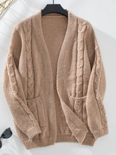 Load image into Gallery viewer, Cable-Knit Open Front Long Sleeve Cardigan