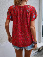 Load image into Gallery viewer, Printed Tie Neck Short Sleeve Blouse
