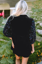 Load image into Gallery viewer, Sequin Collared Neck Three-Quarter Sleeve Oversize Shirt