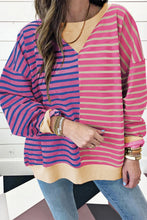 Load image into Gallery viewer, Contrast Stripes Round Neck Long Sleeve Sweatshirt
