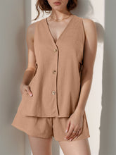 Load image into Gallery viewer, Full Size Button Up Top and Shorts Set