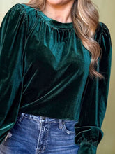 Load image into Gallery viewer, Ruched Round Neck Long Sleeve Blouse