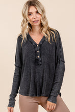 Load image into Gallery viewer, Mittoshop Washed V-Neck Long Sleeve Blouse