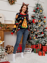 Load image into Gallery viewer, Christmas Pizza Tree Round Neck Long Sleeve Sweater