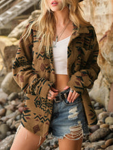 Load image into Gallery viewer, Geometric Button Up Long Sleeve Sherpa Jacket