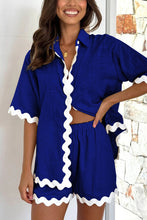 Load image into Gallery viewer, Contrast Trim Half Sleeve Top and Shorts Set