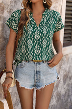 Load image into Gallery viewer, Printed Notched Short Sleeve Blouse