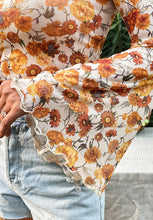 Load image into Gallery viewer, Printed Mock Neck Flare Sleeve Top