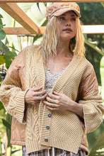 Load image into Gallery viewer, POL Quilting Patch Button Up Cable Knit Jacket