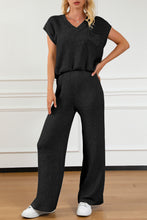 Load image into Gallery viewer, Pocketed V-Neck Top and Wide Leg Sweater Set