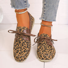 Load image into Gallery viewer, Lace Up Leopard Slip-Ons
