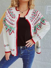 Load image into Gallery viewer, Contrast Geometric Round Neck Long Sleeve Cardigan