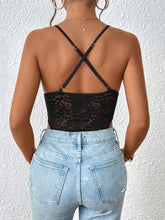 Load image into Gallery viewer, Crisscross Lace Spaghetti Strap Bodysuit