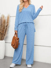 Load image into Gallery viewer, Flower V-Neck Long Sleeve Top and Pants Set