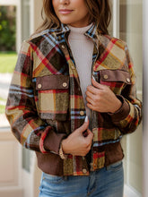 Load image into Gallery viewer, Pocketed Plaid Long Sleeve Jacket