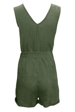 Load image into Gallery viewer, Full Size Tied V-Neck Sleeveless Romper with Pockets