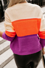 Load image into Gallery viewer, Color Block Drop Shoulder Round Neck Sweater