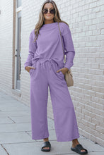 Load image into Gallery viewer, DOORBUSTER DEAL: Take Full Size Textured Long Sleeve Top and Drawstring Pants Set