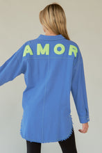 Load image into Gallery viewer, Davi &amp; Dani Letter Back Raw Hem Half Button Shirt