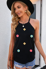 Load image into Gallery viewer, Embroidered Flower Grecian Neck Tank