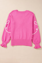 Load image into Gallery viewer, Bow Round Neck Dropped Shoulder Sweater