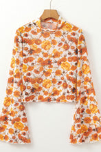 Load image into Gallery viewer, Printed Mock Neck Flare Sleeve Top