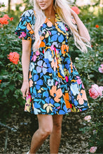 Load image into Gallery viewer, Printed Johnny Collar Half Sleeve Mini Dress