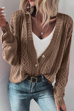 Load image into Gallery viewer, Openwork Button Up Long Sleeve Cardigan