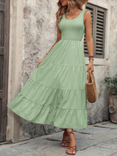 Load image into Gallery viewer, Smocked Scoop Neck Sleeveless Tank Dress