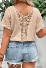 Load image into Gallery viewer, Plus Size Textured Lace Round Neck Short Sleeve T-Shirt