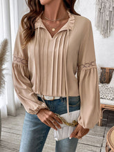 Load image into Gallery viewer, Perfee Frill Tie Neck Long Sleeve Blouse